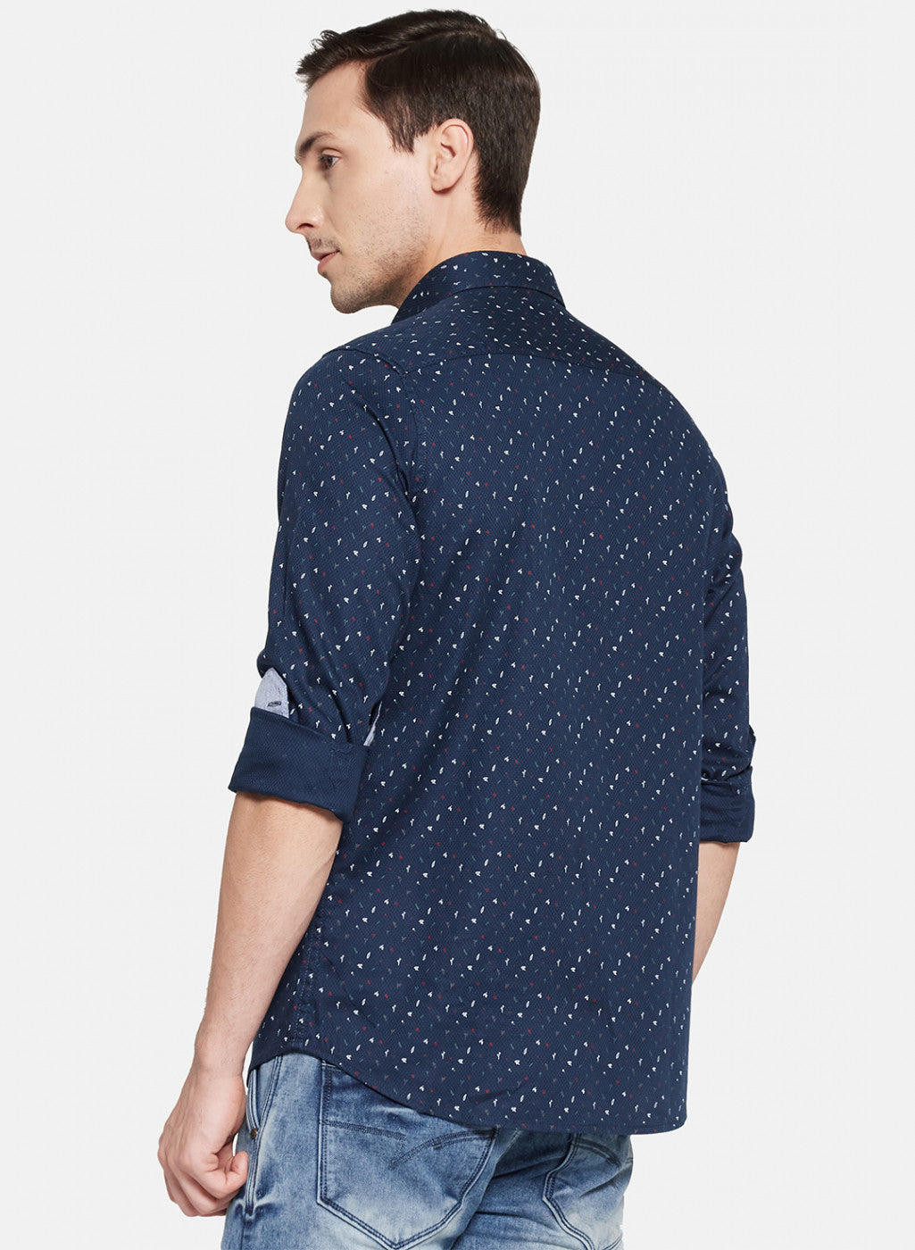 Mens NAvy Blue Printed Shirt