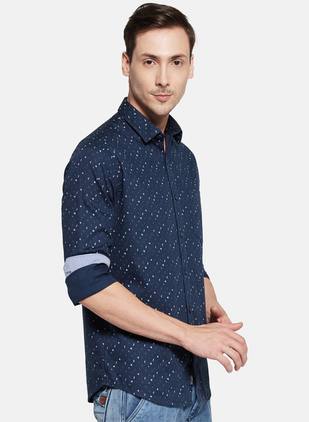 Mens NAvy Blue Printed Shirt
