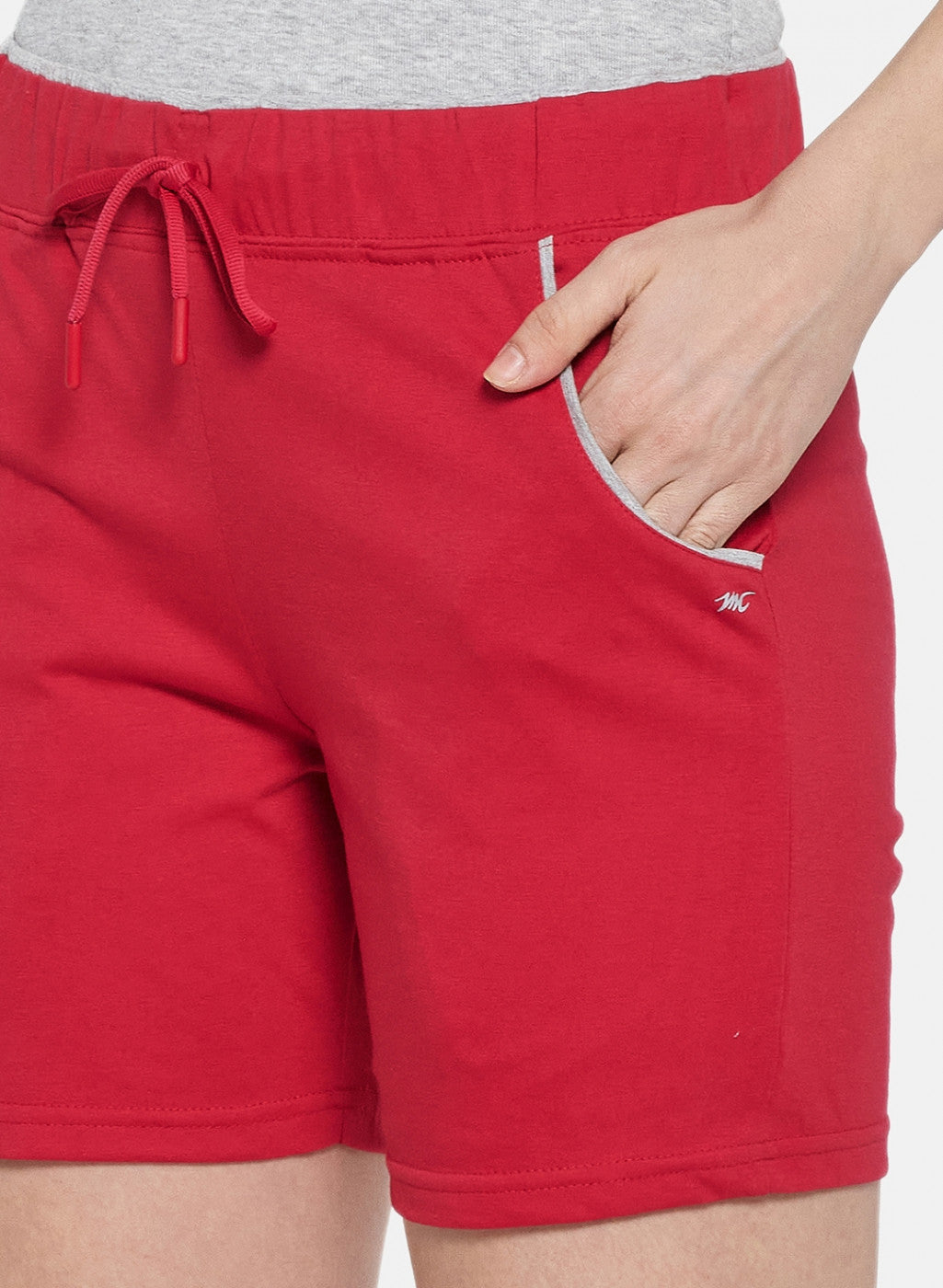 Womens Red Plain Shorts