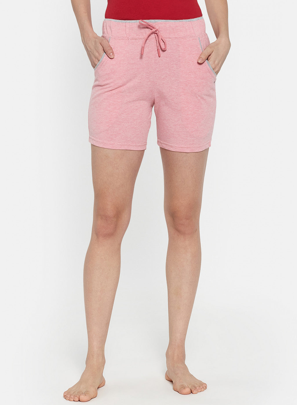 Womens Pink Plain Shorts