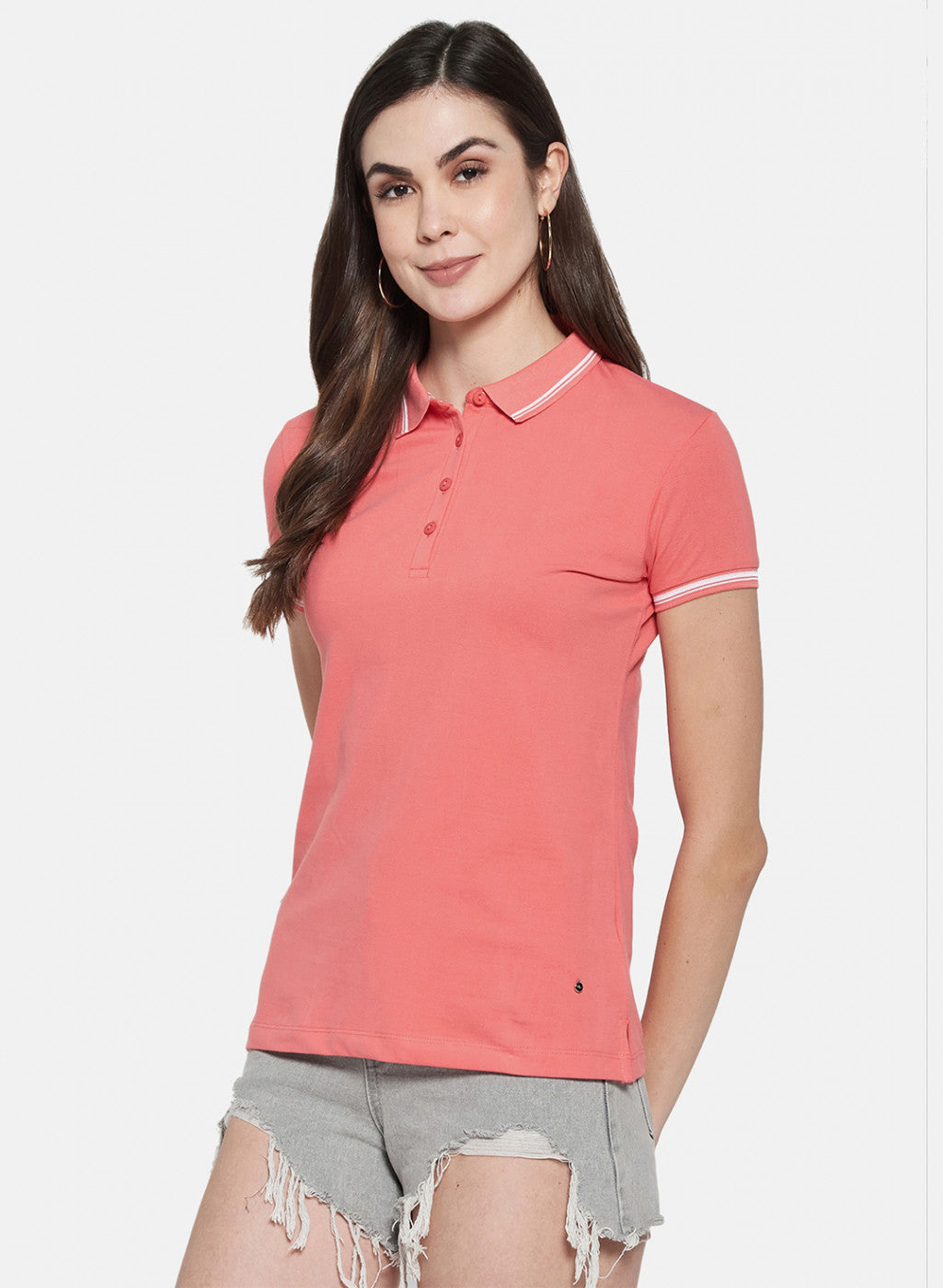 Womens Peach Plain T-Shirt