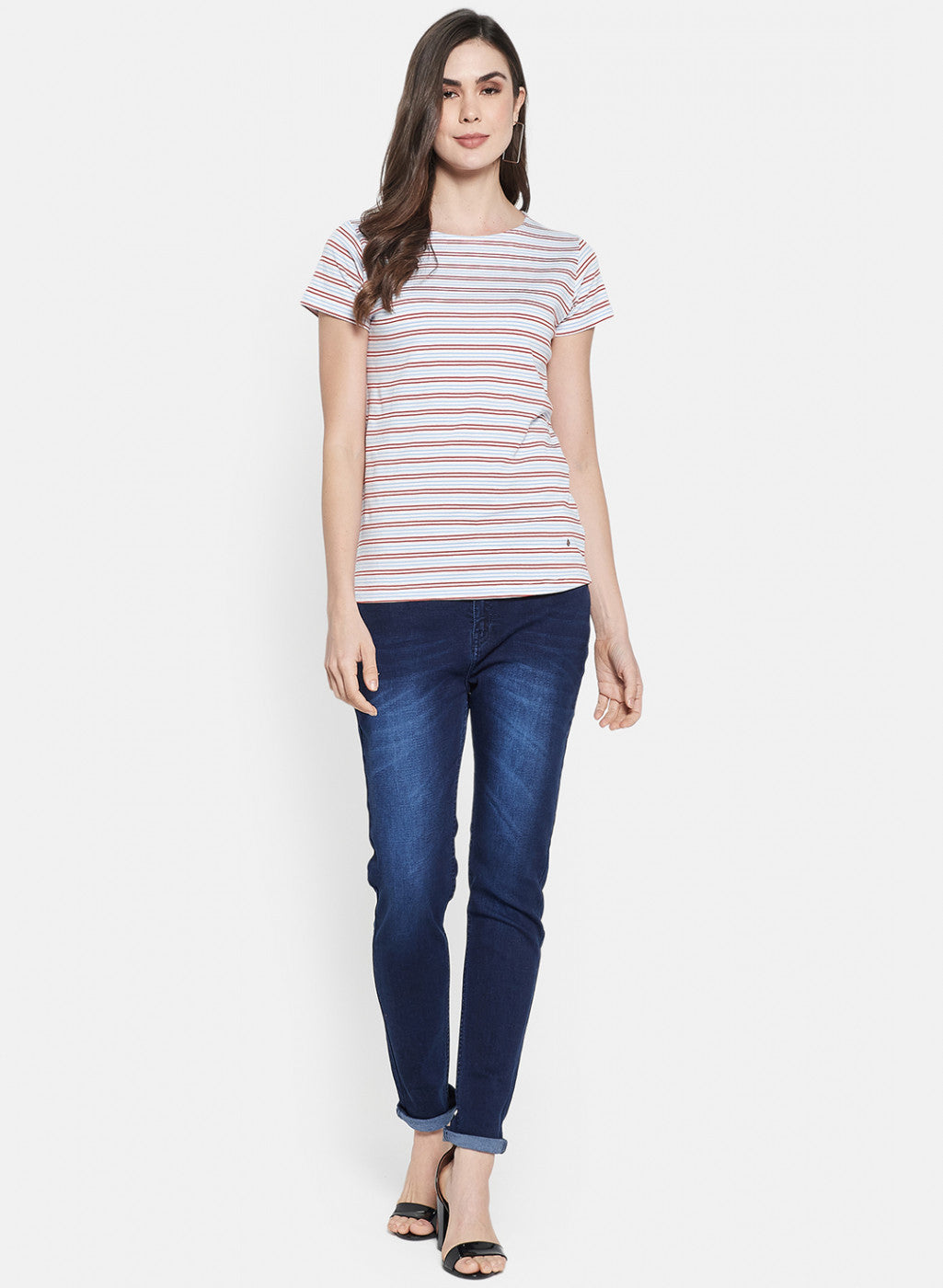Womens Orange Stripe Top