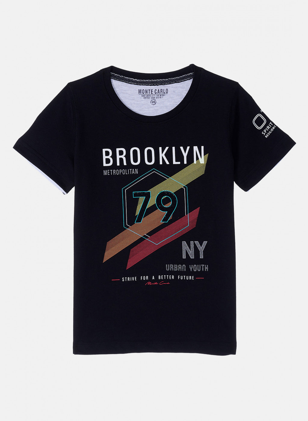 Boys Black Printed T-Shirt