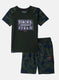 Boys Olive Printed Bermuda Set