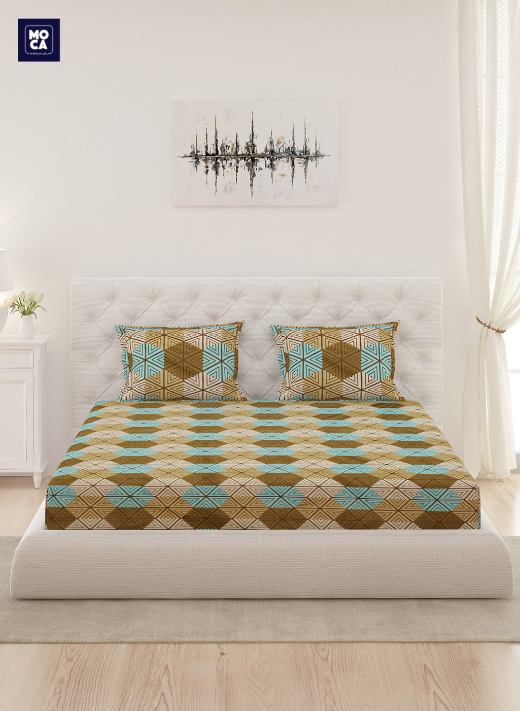 144 TC Cotton Double Bedsheet with 2 Pillow Covers