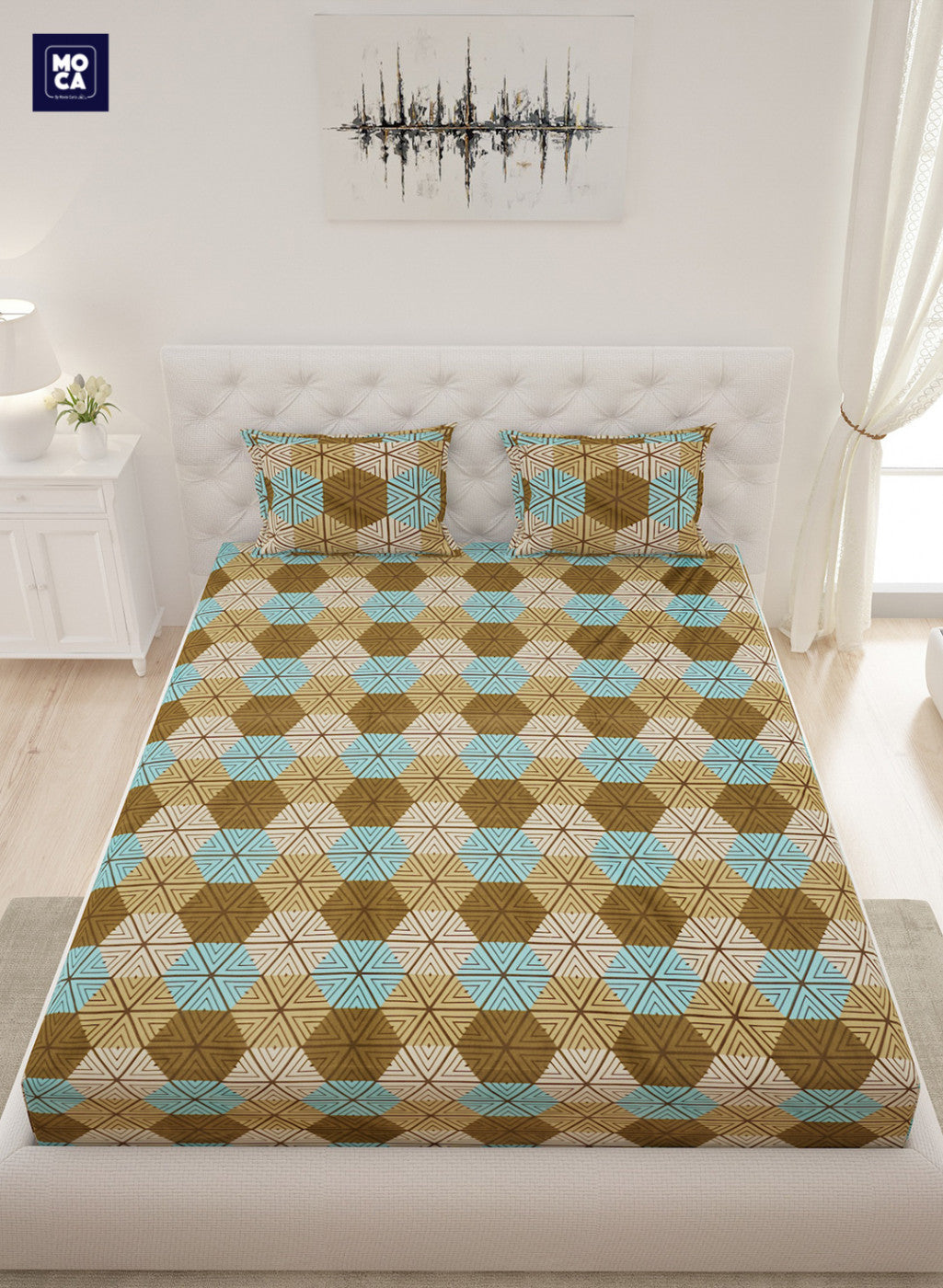 144 TC Cotton Double Bedsheet with 2 Pillow Covers