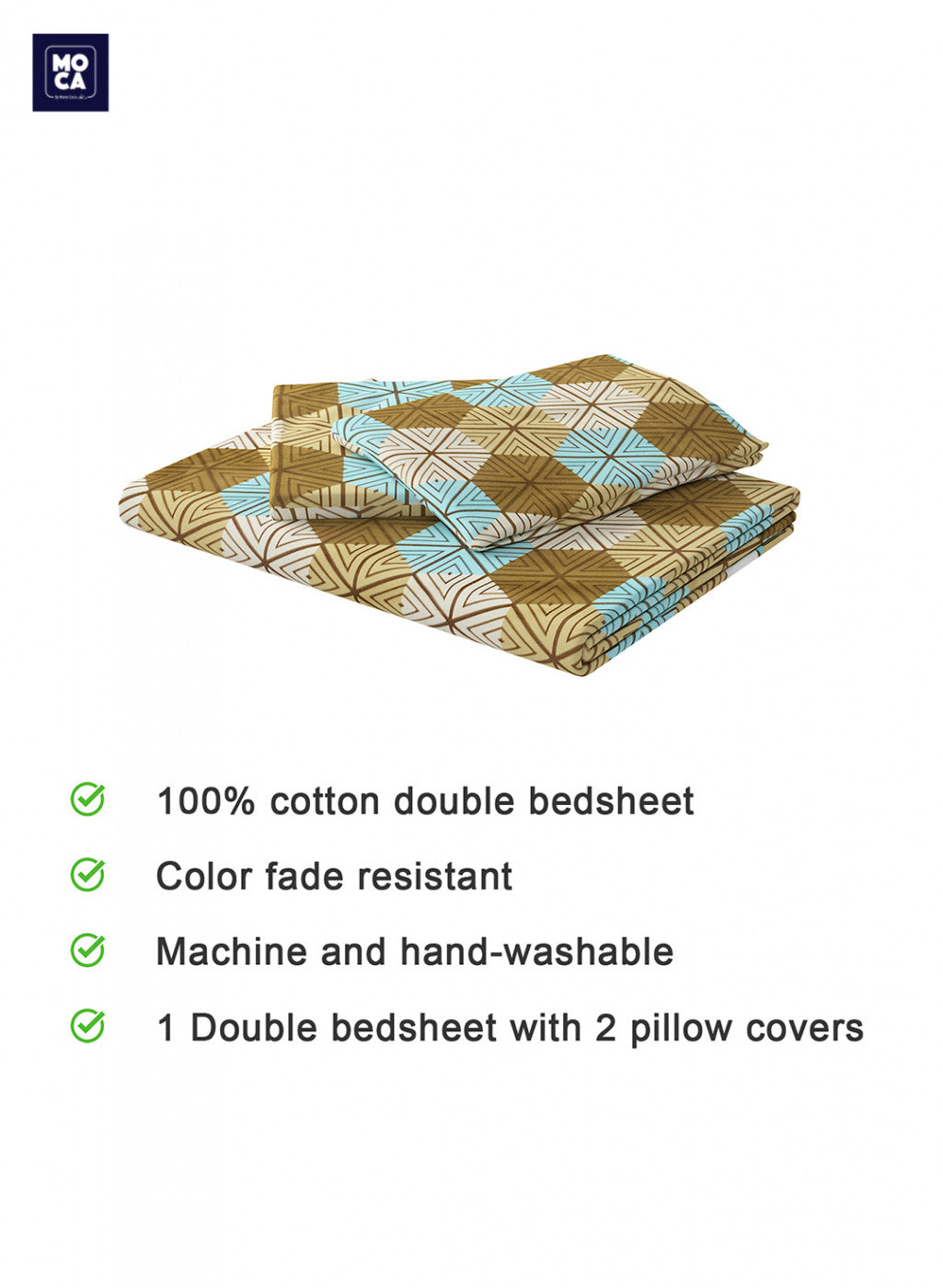 144 TC Cotton Double Bedsheet with 2 Pillow Covers
