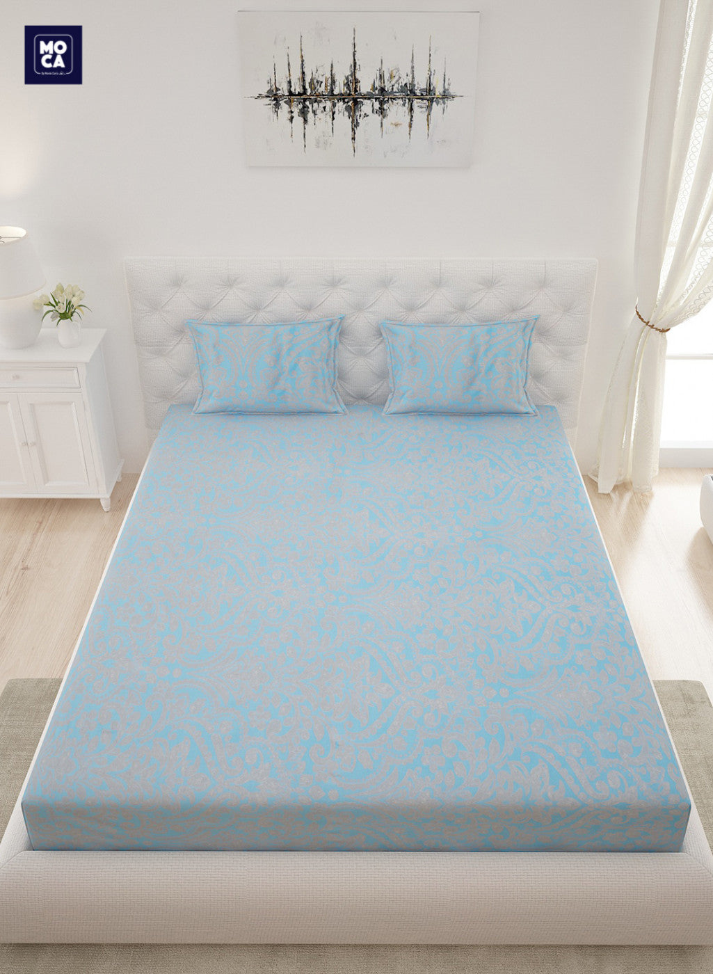 210 TC Cotton King Bedsheet with 2 Pillow Covers