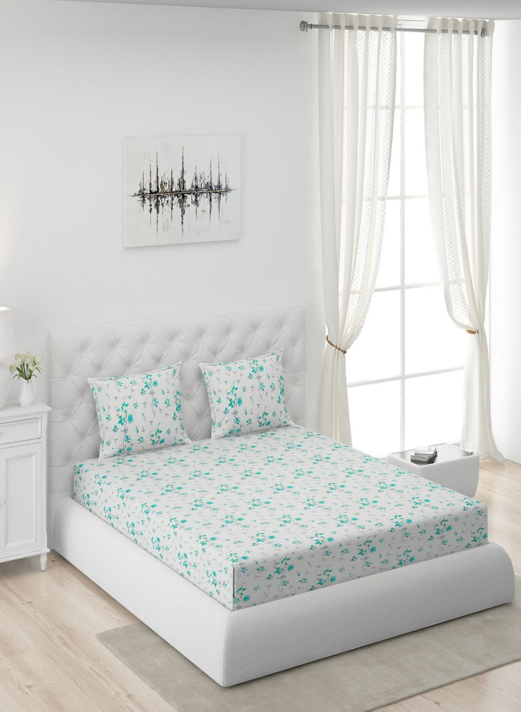120 GSM Microfibre Double Bedsheet with 2 Pillow Covers
