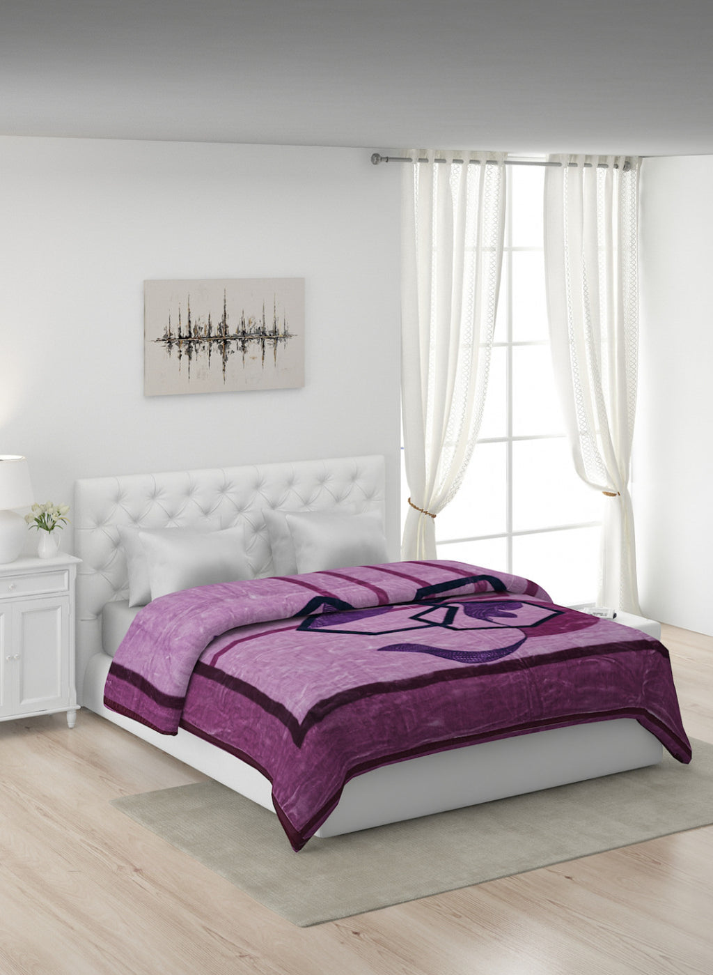 Printed Mink Double Blanket for Heavy Winter -2 Ply
