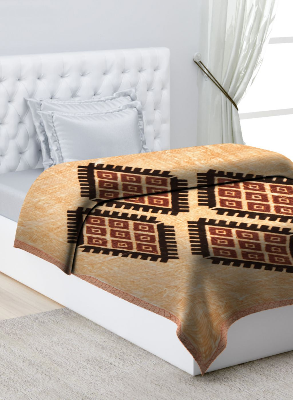 Printed Mink Single Blanket for Mild Winter - 2 Ply