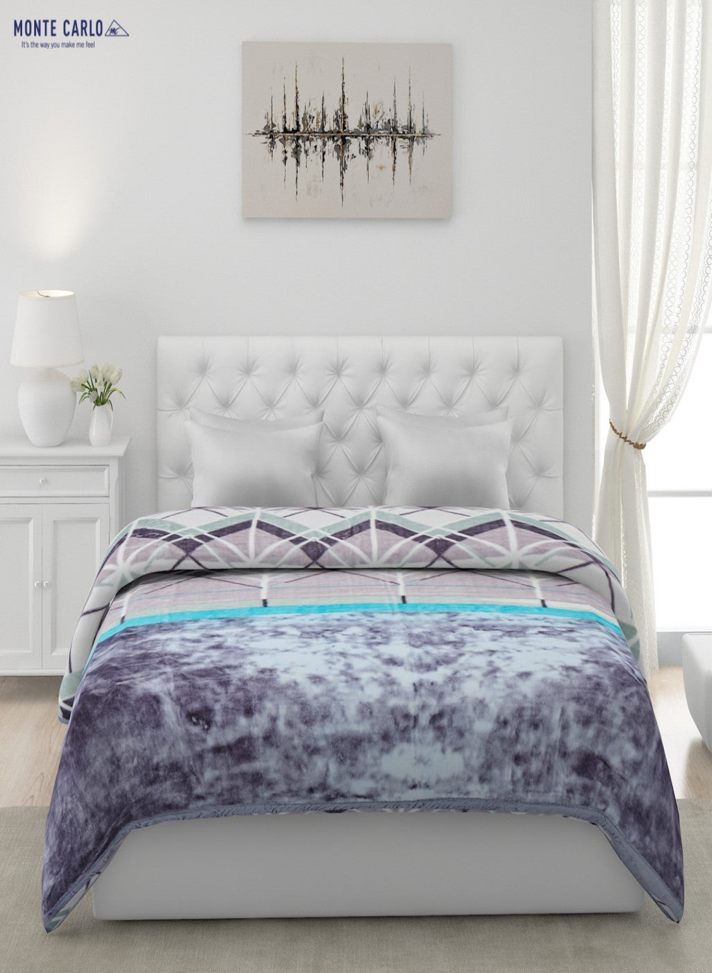 Printed Mink Double Blanket for Mild Winter - 1 Ply