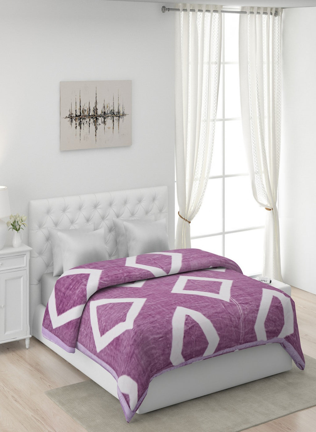 Printed Mink Double Blanket for Mild Winter - 1 Ply