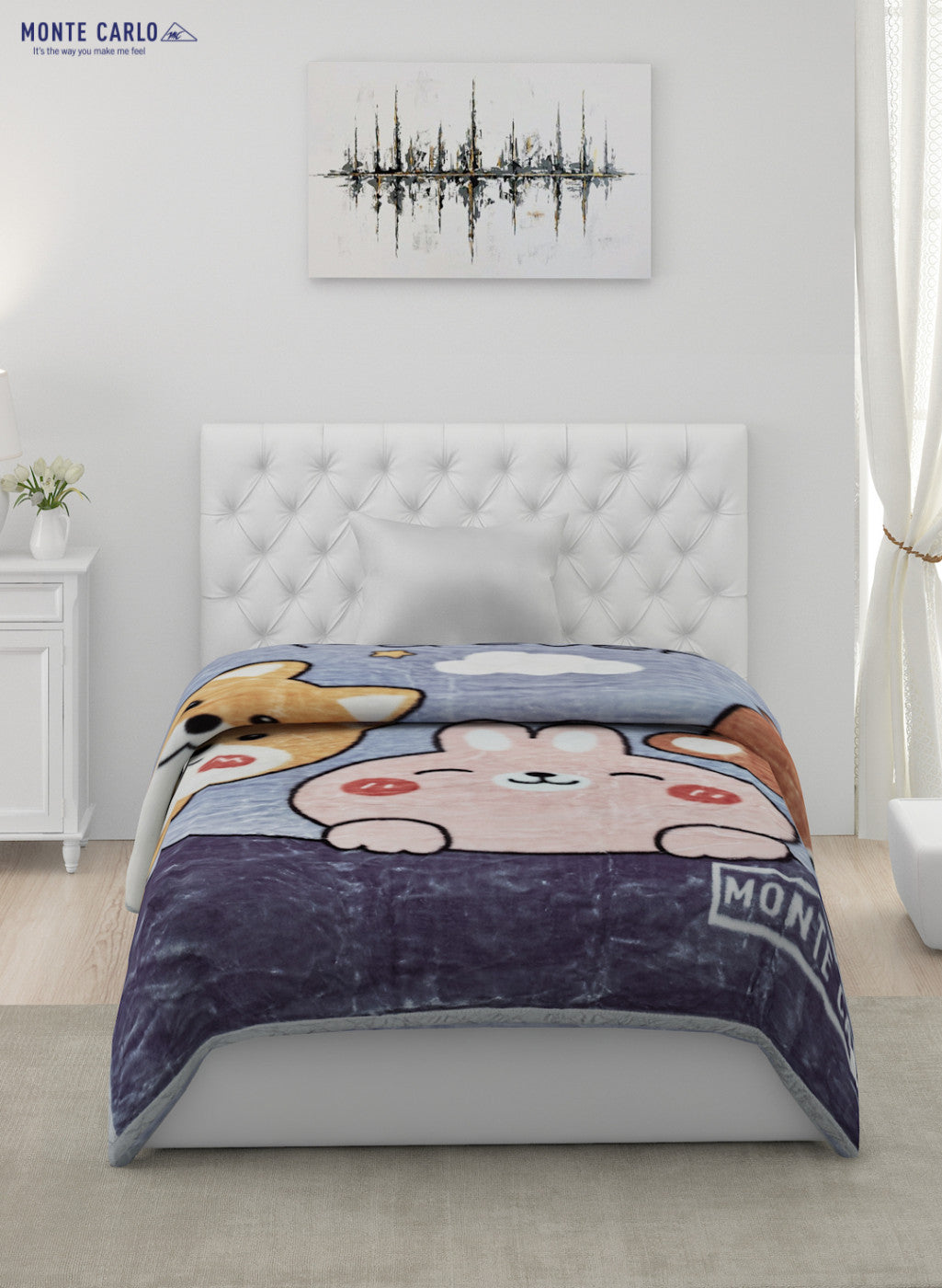 Printed Mink Single Blanket for Heavy Winter -2 Ply