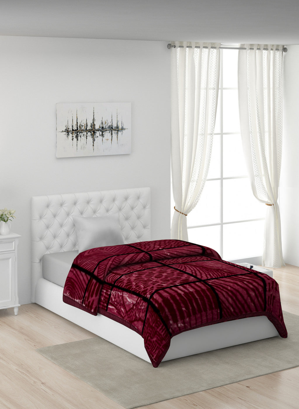 Printed Mink Single Blanket for Mild Winter - 2 Ply