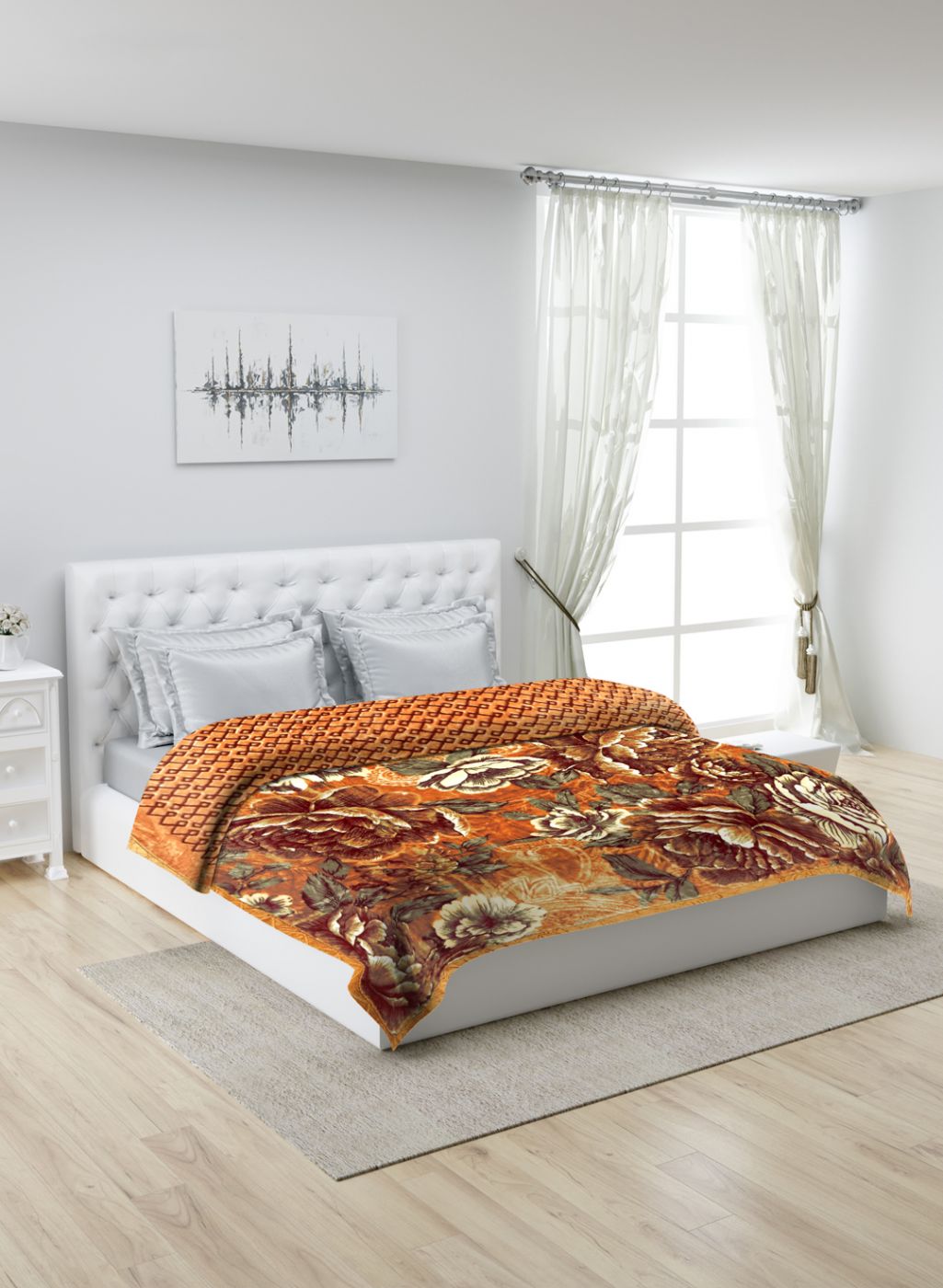 Printed Mink Double Blanket for Heavy Winter -3 Ply