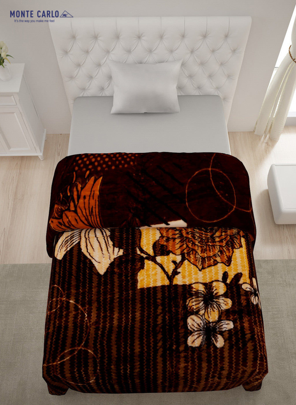 Single Bed Multicolor Mink Blanket - 2 Ply