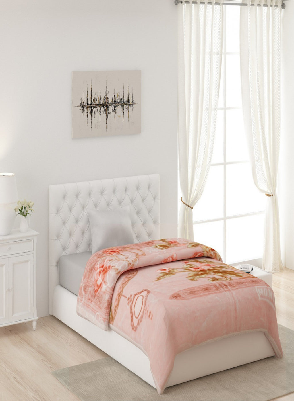 Single Bed Multicolor Mink Blanket - 2 Ply