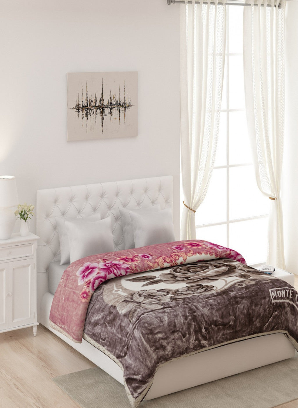 Double Bed Multicolor Mink Blanket - 2 Ply