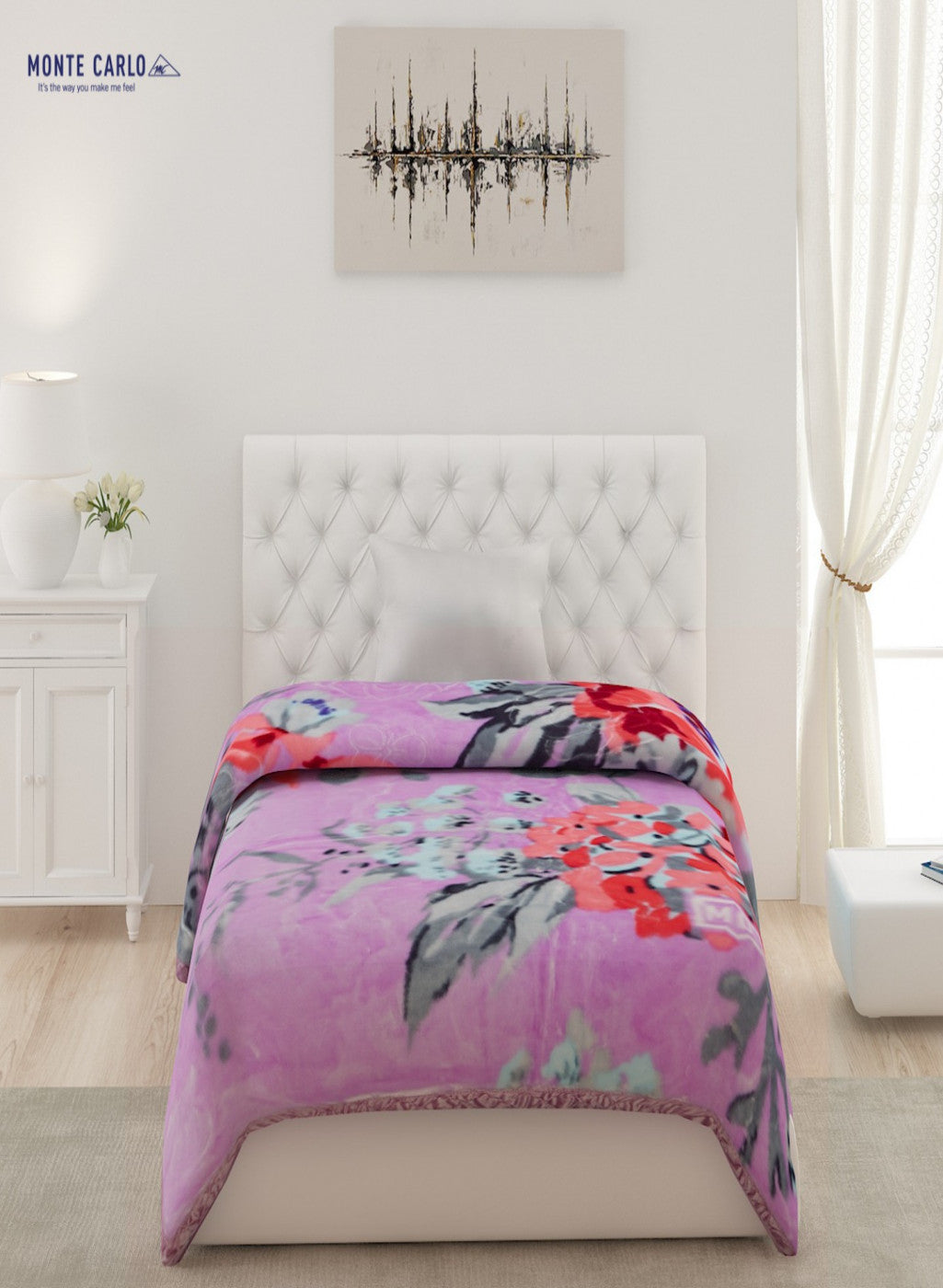 Single Bed Multicolor Mink Blanket - 2 Ply