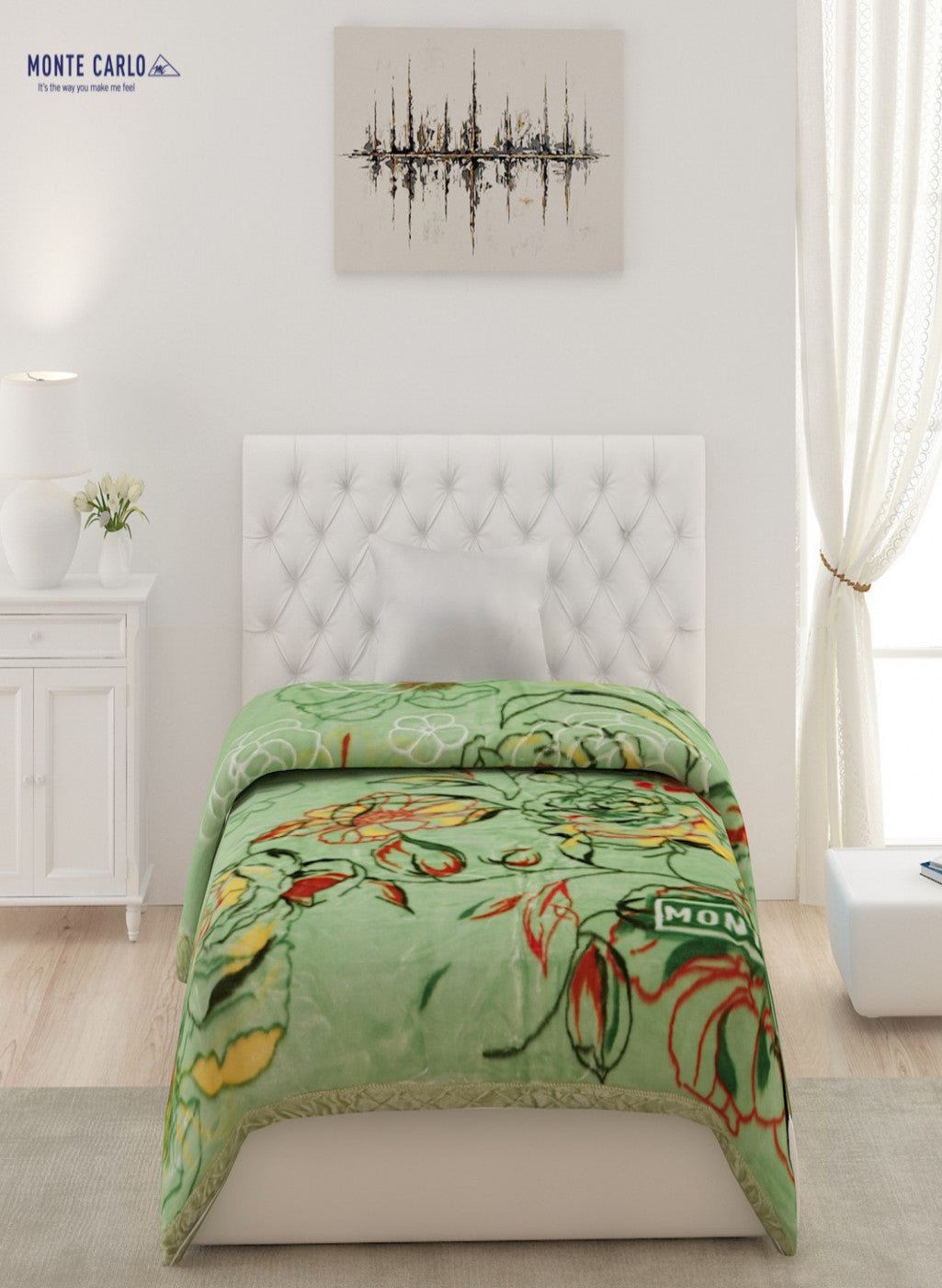 Single Bed Multicolor Mink Blanket - 2 Ply