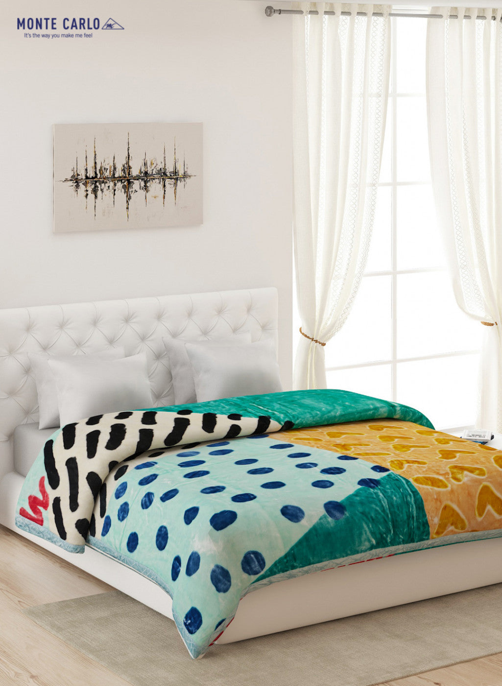 Double Bed Multicolor Mink Blanket - 1 Ply