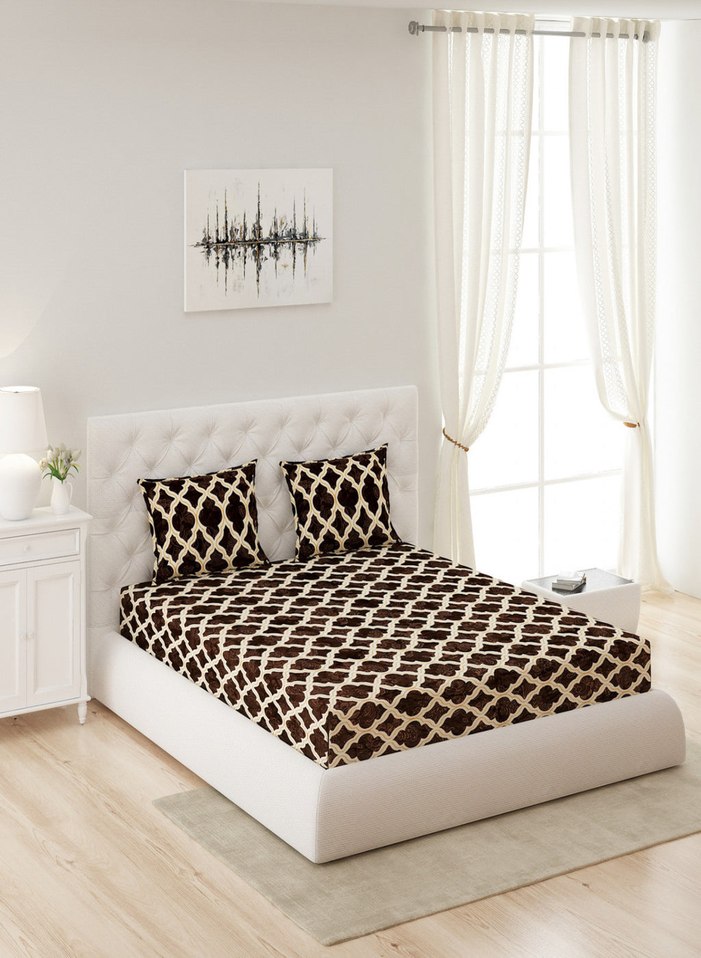 Multicolor 300 GSM Bedsheet with 2 Pillow Covers (Camila)