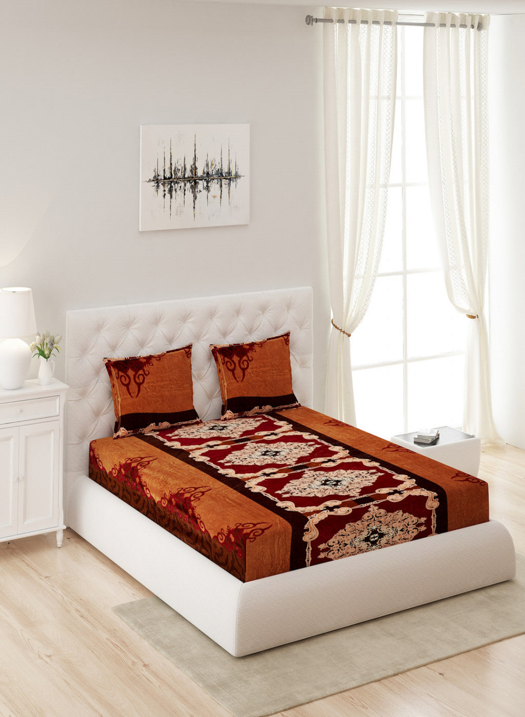 Multicolor 250 GSM Bedsheet with 2 Pillow Covers (Juhi)