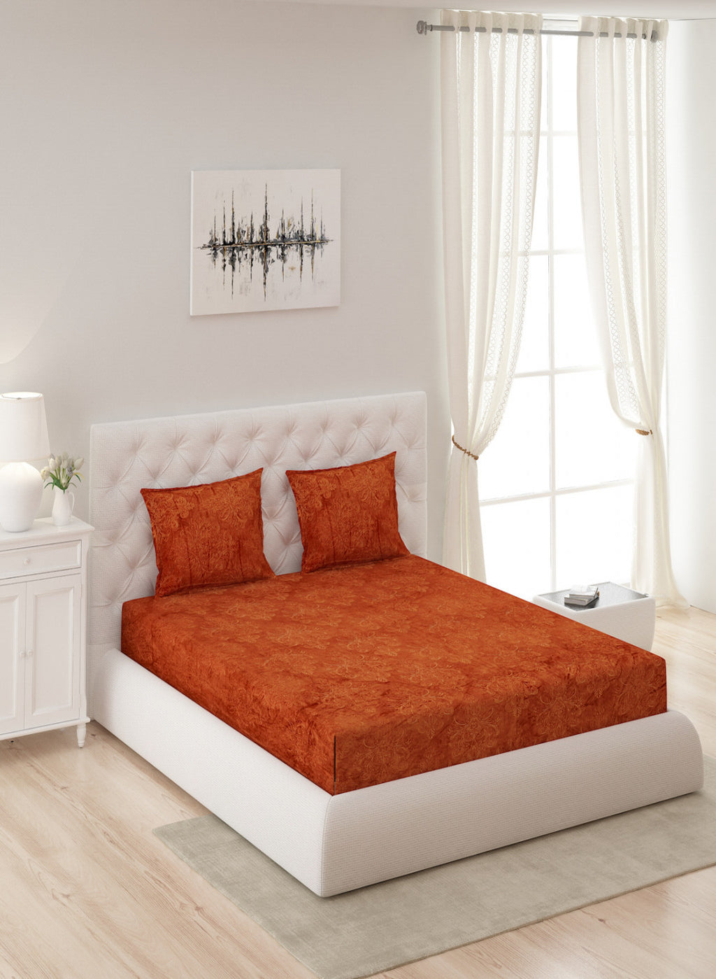 Multicolor 300 GSM Bedsheet with 2 Pillow Covers (Lavender)