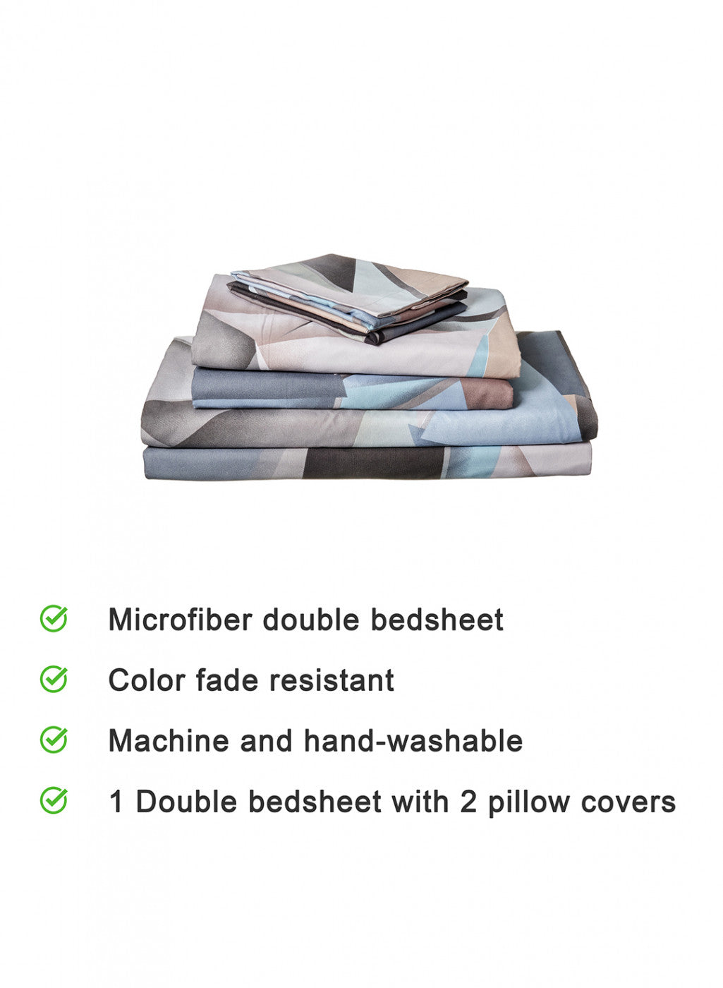 Multi Color 130 GSM Bedsheet with 2 Pillow Covers + 1 Duvet