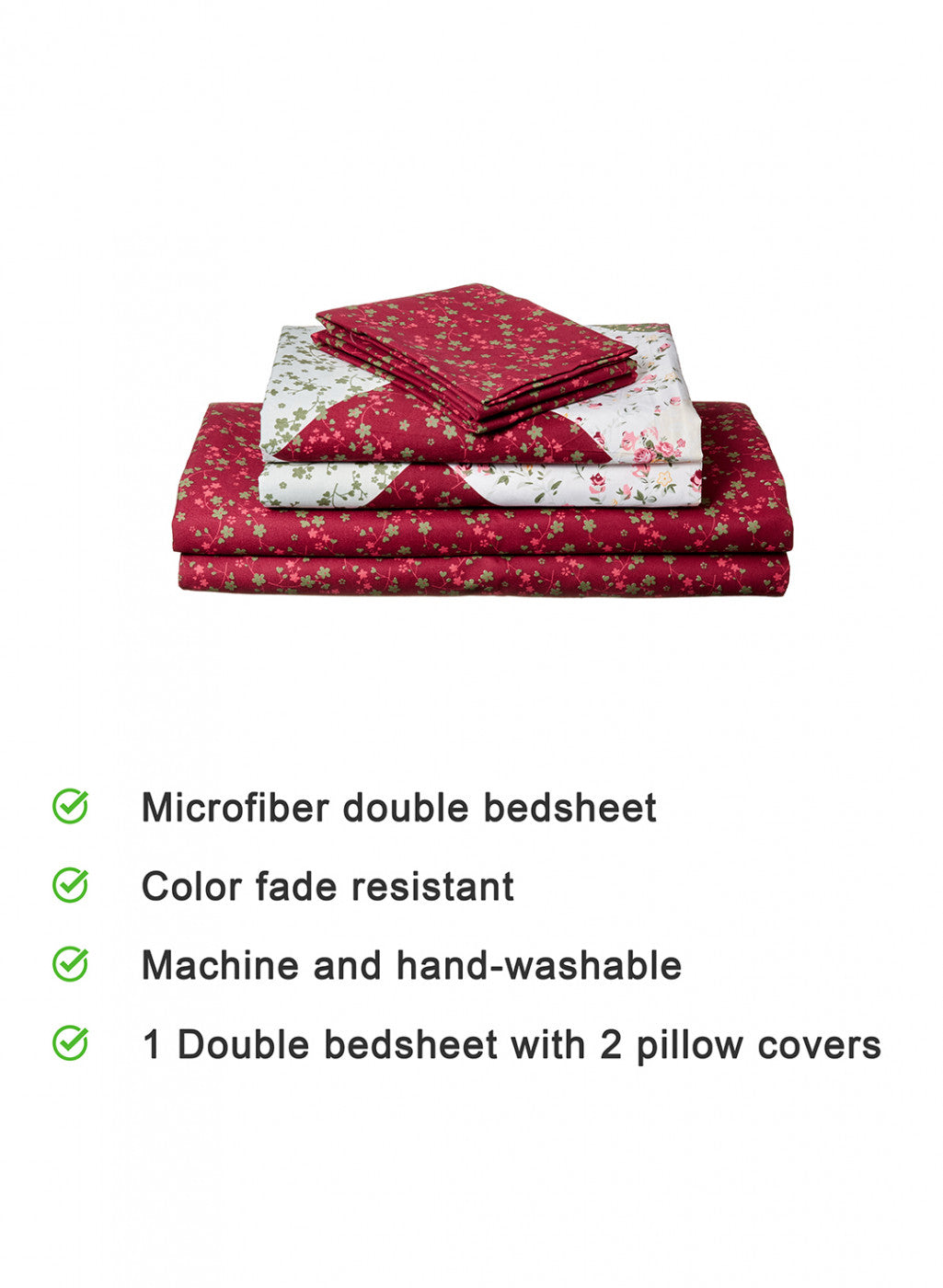 Multi Color 130 GSM Bedsheet with 2 Pillow Covers + 1 Duvet