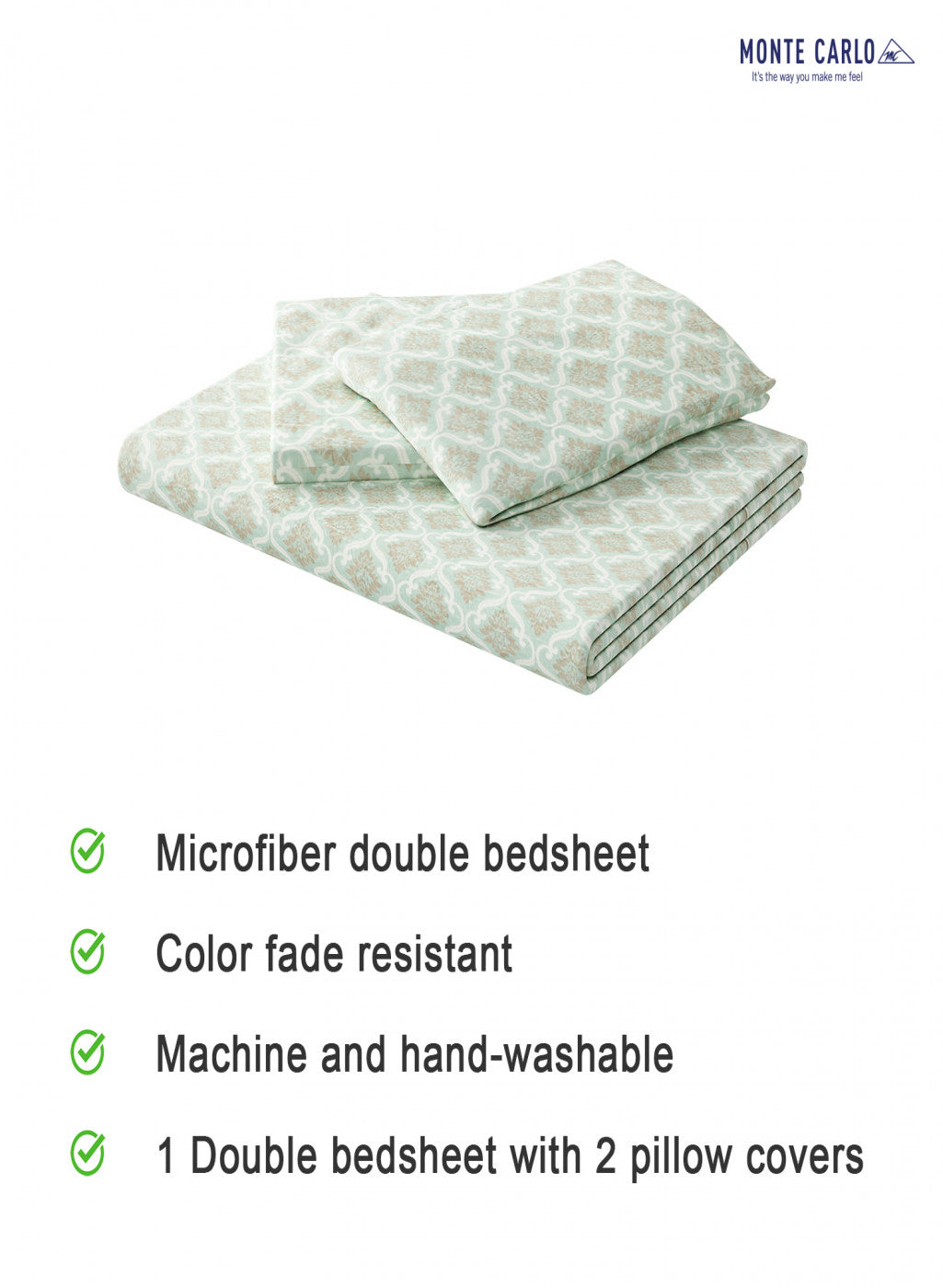 Multicolor 280 GSM Bedsheet with 2 Pillow Covers (Rosemery)