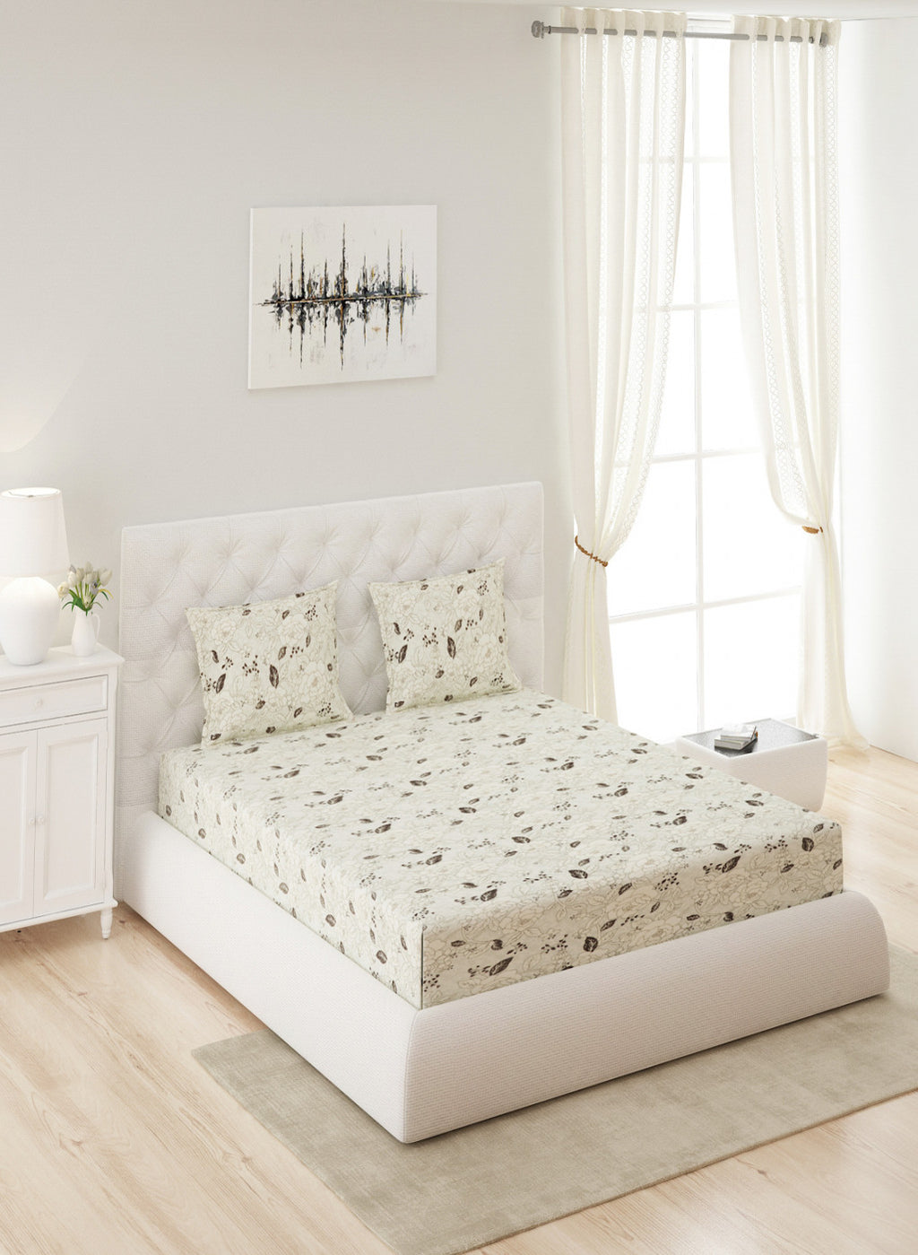 Multicolor 280 GSM Bedsheet with 2 Pillow Covers (Rosemery)