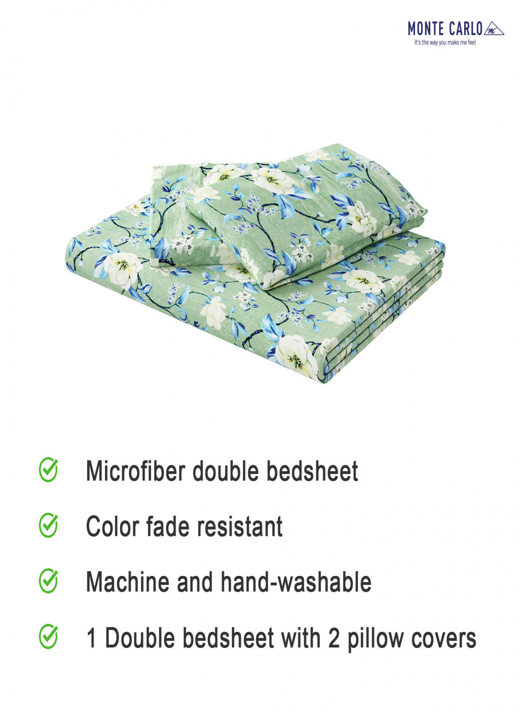 Multicolor 280 GSM Bedsheet with 2 Pillow Covers (Rosemery)