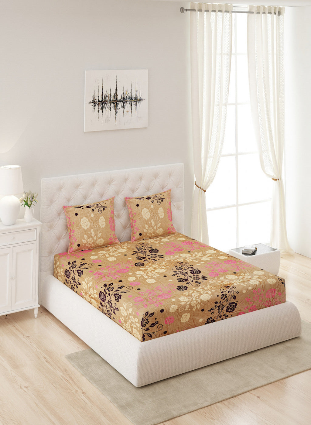 Multicolor 300 GSM Bedsheet with 2 Pillow Covers (Sandra)