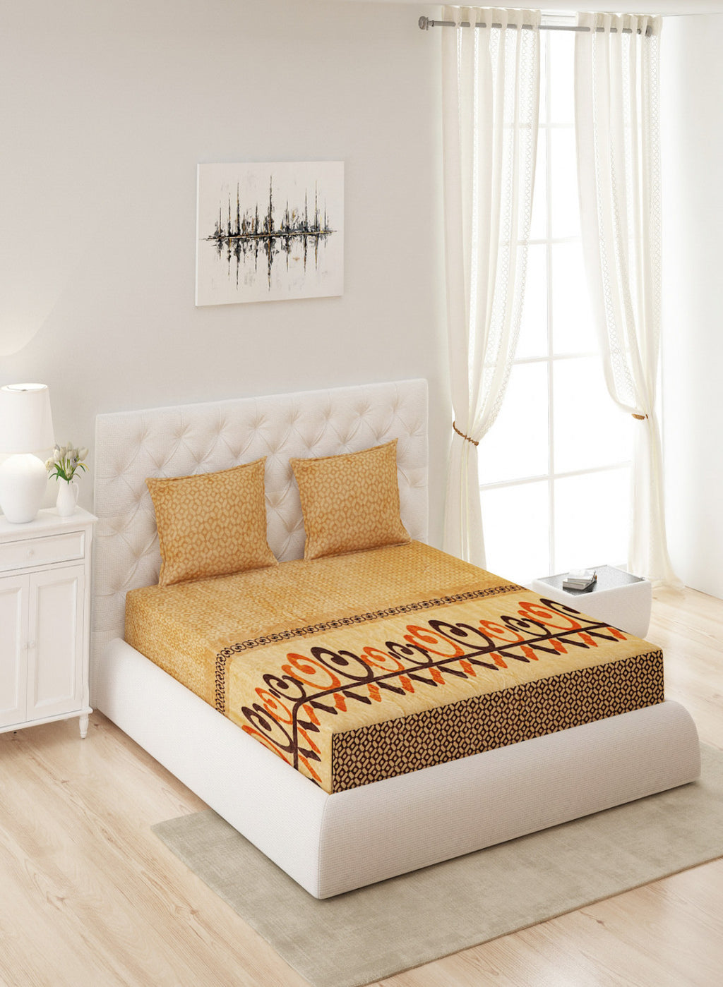 Multicolor 300 GSM Bedsheet with 2 Pillow Covers (Sandra)