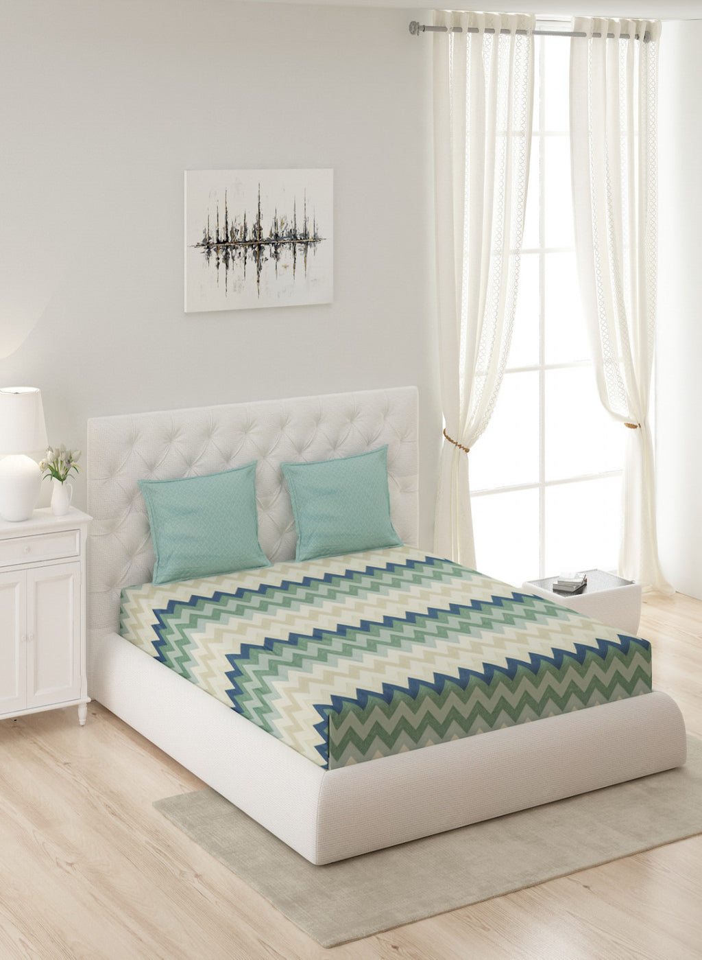 Multicolor 200 TC Bedsheet with 2 Pillow Covers (Santiago Gold)