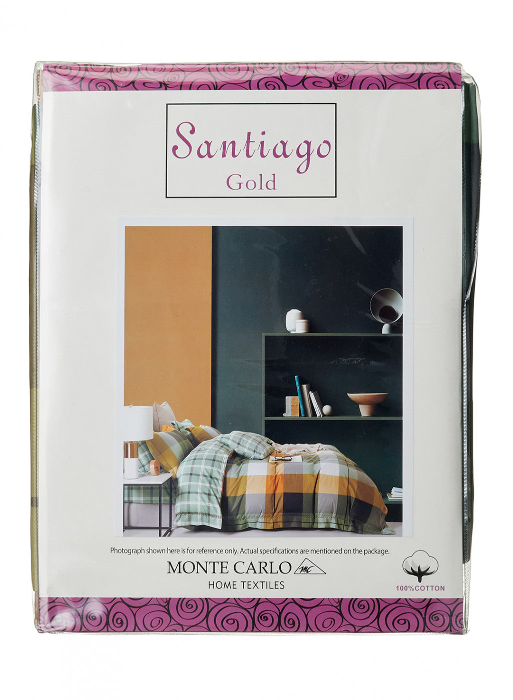 Multicolor 128 TC Bedsheet with 2 Pillow Covers (Santiago Gold)