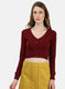 Women Maroon Solid Blouse