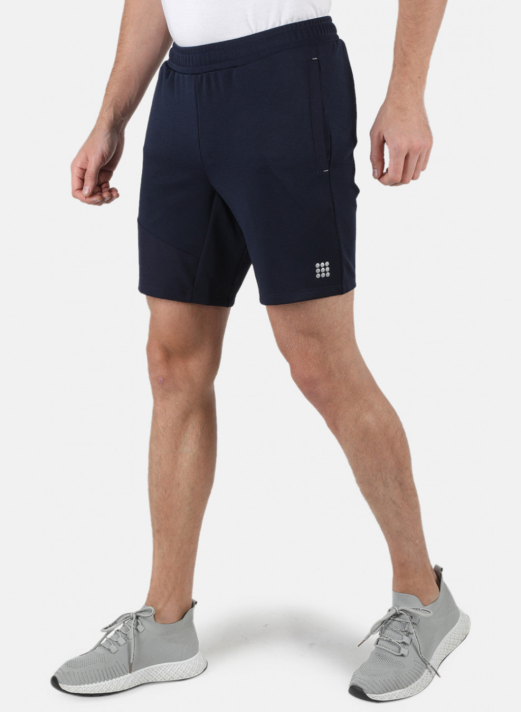 Men Navy Blue Self Design Shorts
