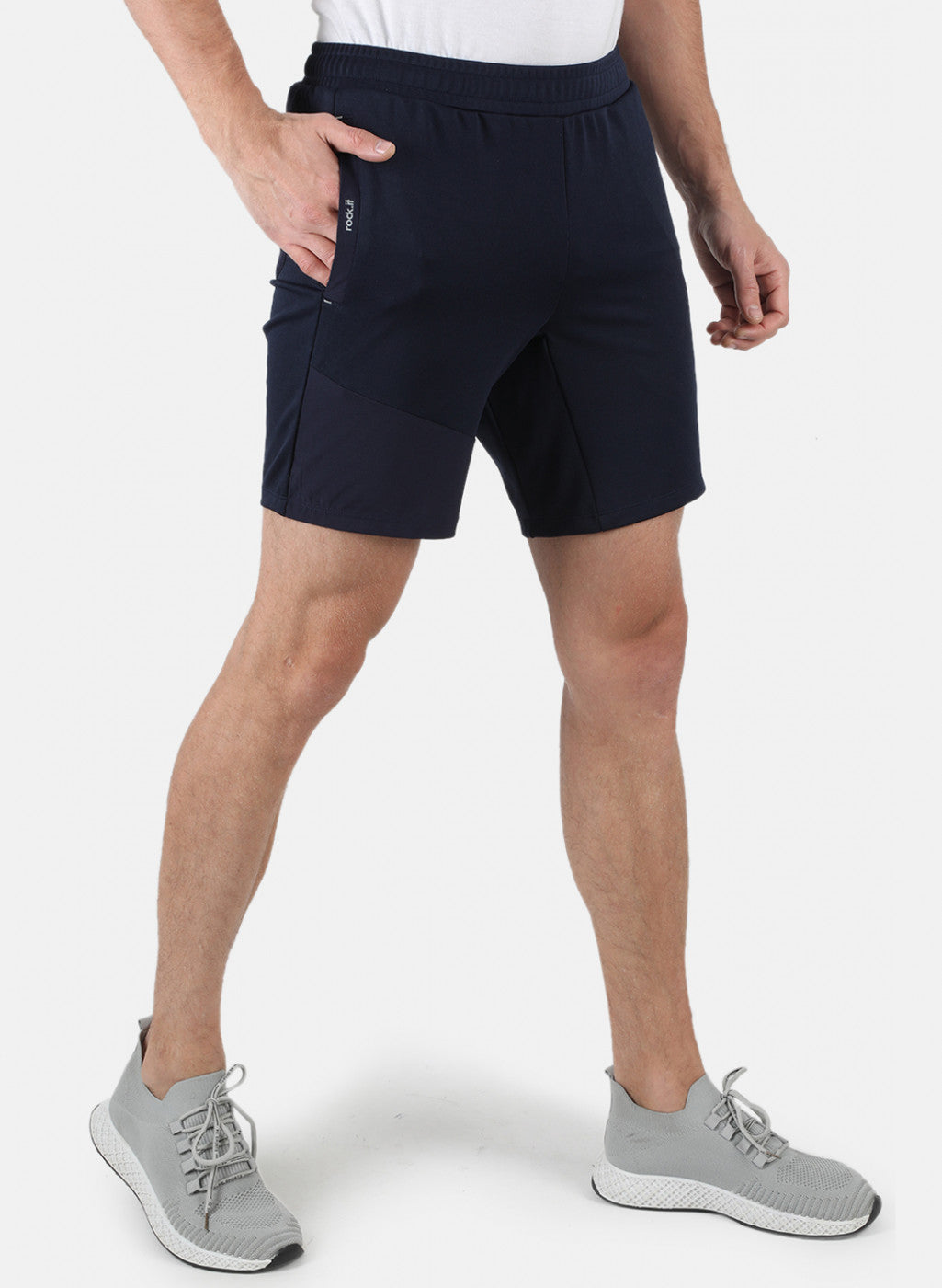 Rock.it Men Navy Blue Self Design Shorts