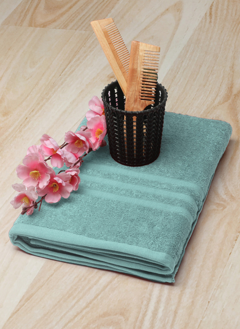 Blue Cotton 525 GSM Bath Towel