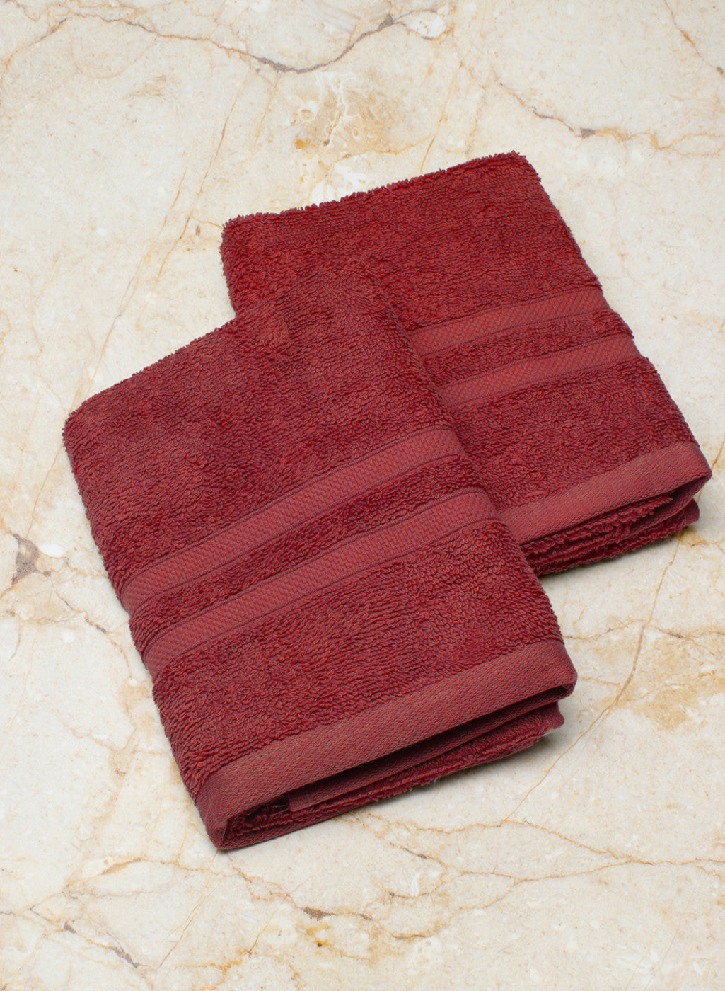 Maroon Cotton 525 GSM Hand Towels (Pack of 2)