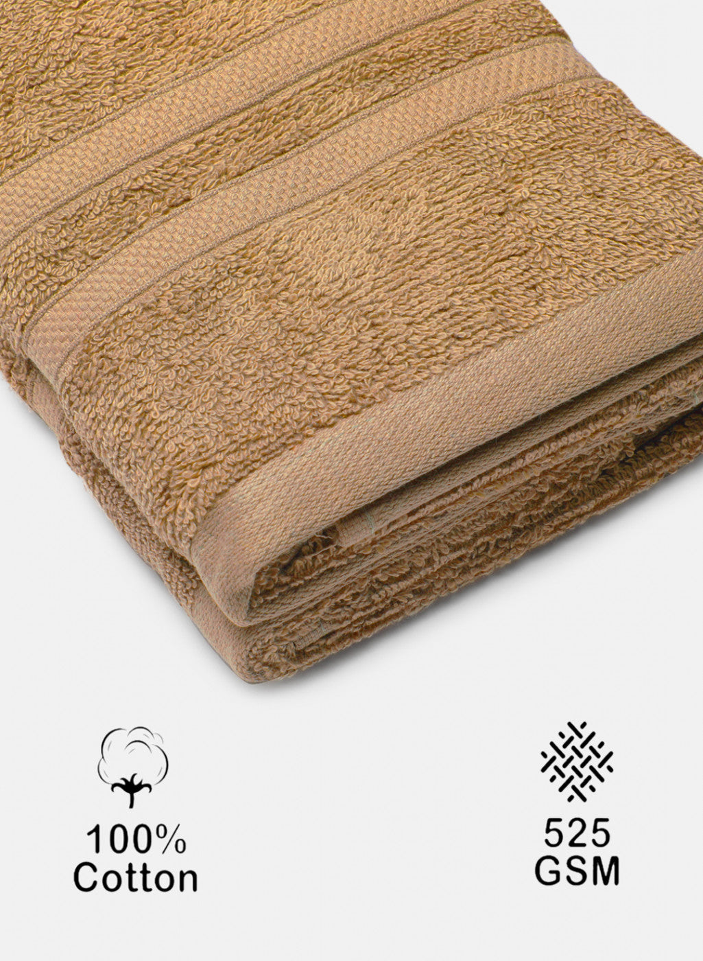 Beige Cotton 525 GSM Hand Towels (Pack of 2)