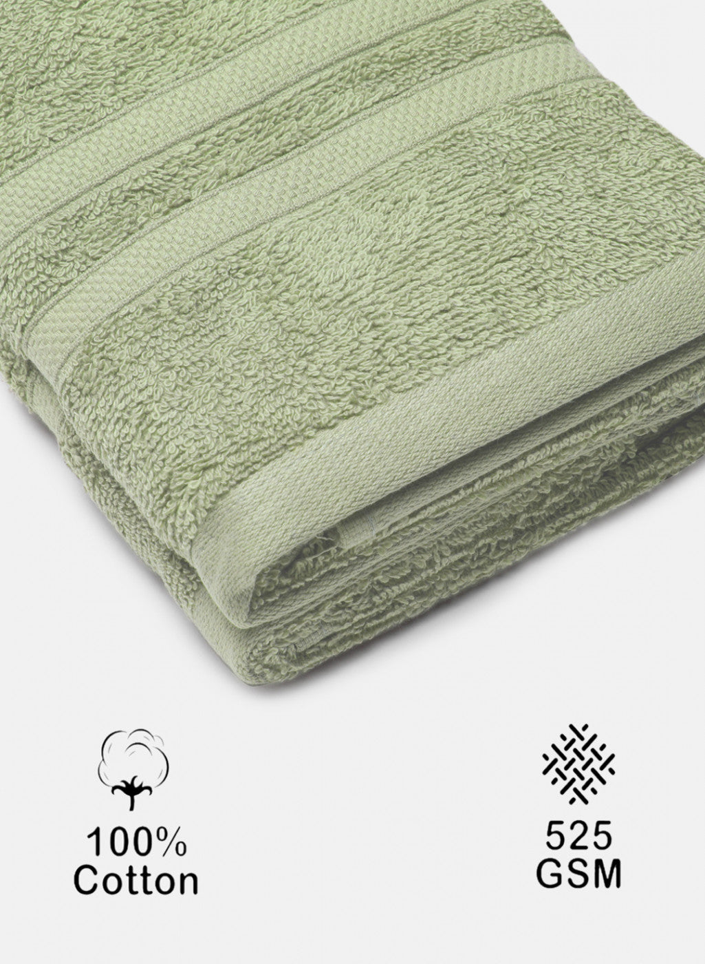 Green Cotton 525 GSM Hand Towels (Pack of 2)