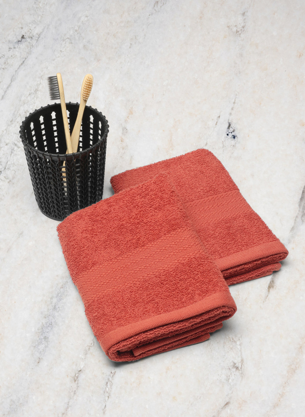 Orange Cotton 400 GSM Hand Towels (Pack of 2)