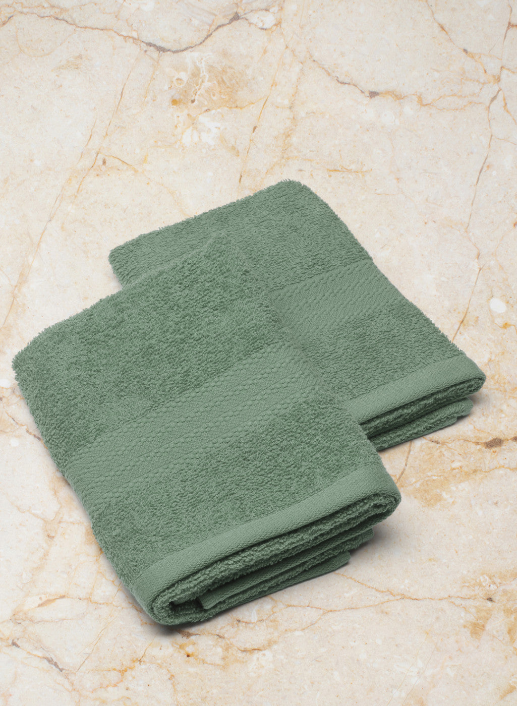 Green Cotton 400 GSM Hand Towels (Pack of 2)