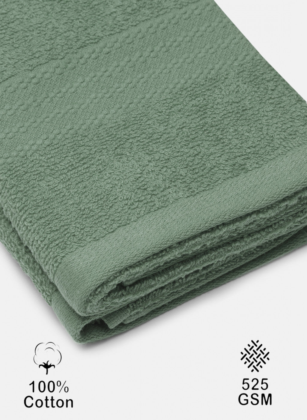 Green Cotton 400 GSM Hand Towels (Pack of 2)