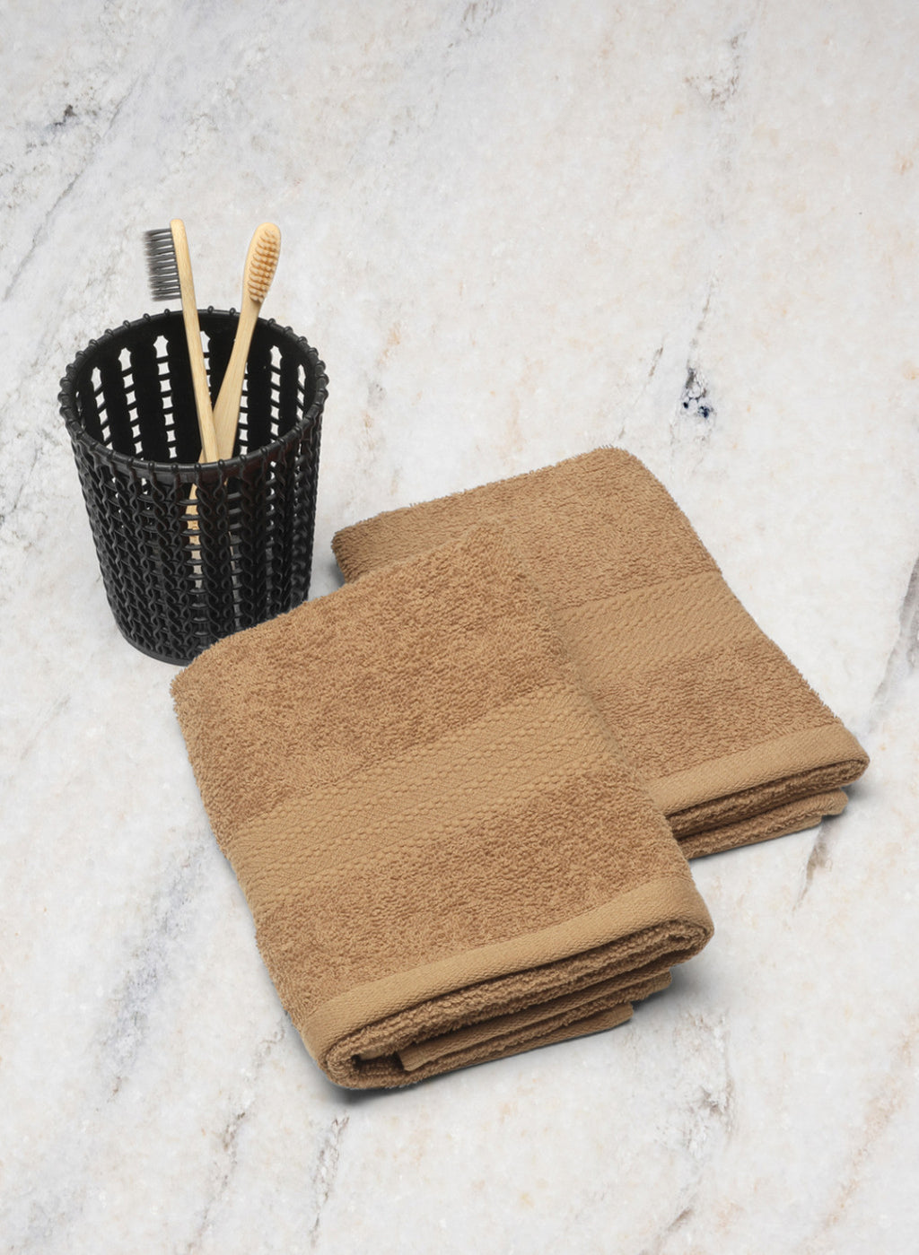 Brown Cotton 400 GSM Hand Towels (Pack of 2)