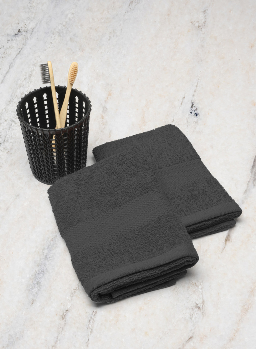 Grey Cotton 400 GSM Hand Towels (Pack of 2)